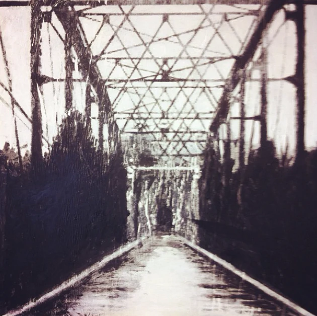 Bridge, Encaustic on board by Jayashri Triolo