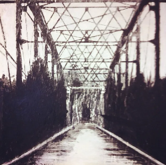 Bridge, Encaustic on board by Jayashri Triolo