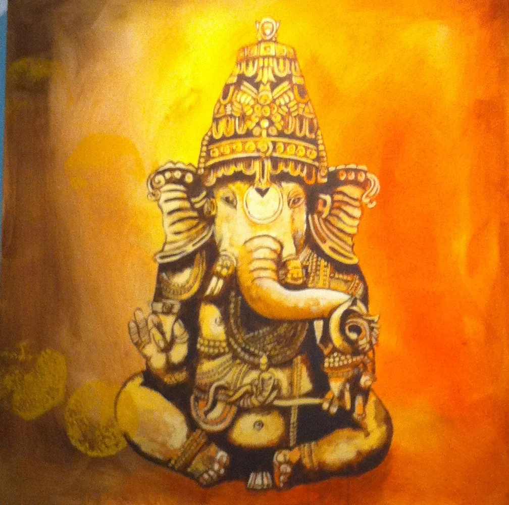 Ganesh, Acrylic on Canvas by Jayashri Triolo