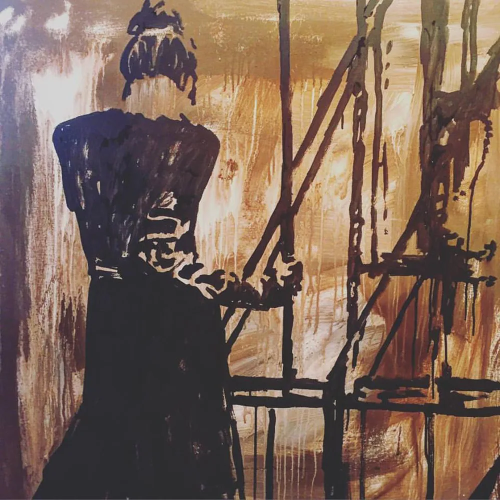 Holding on, painting by Jayashri Triolo