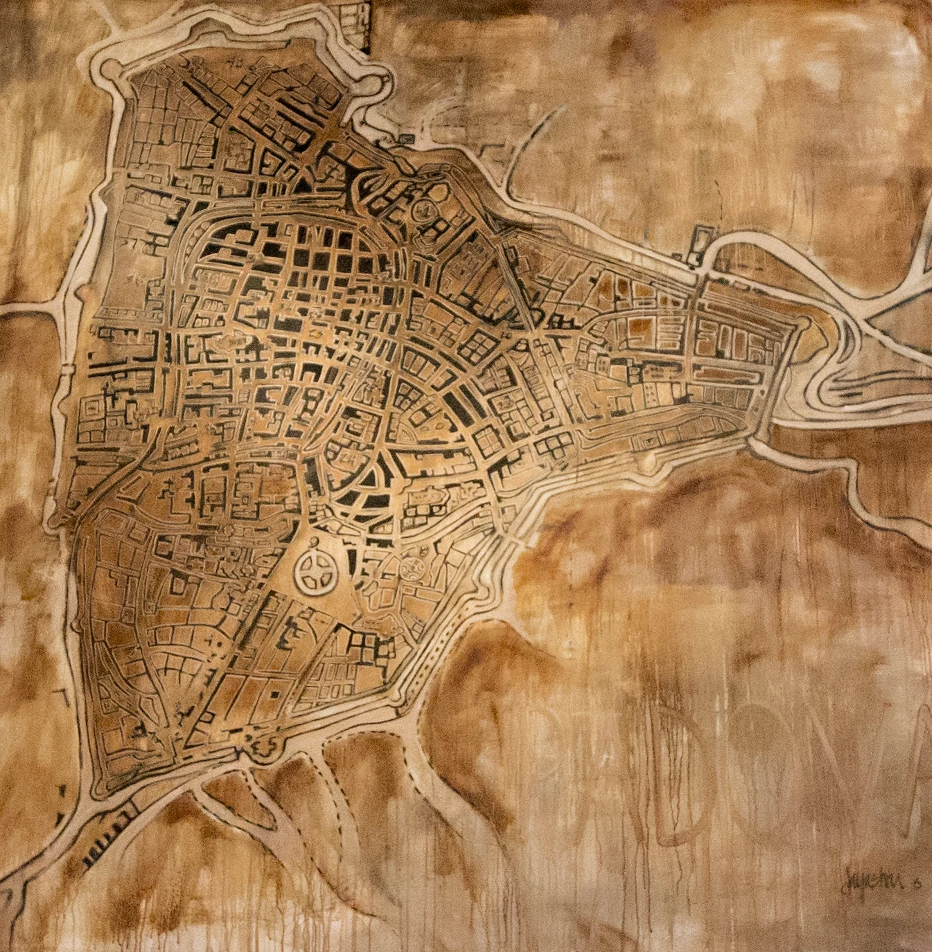 Map of Padova, painting by Jayashri Triolo
