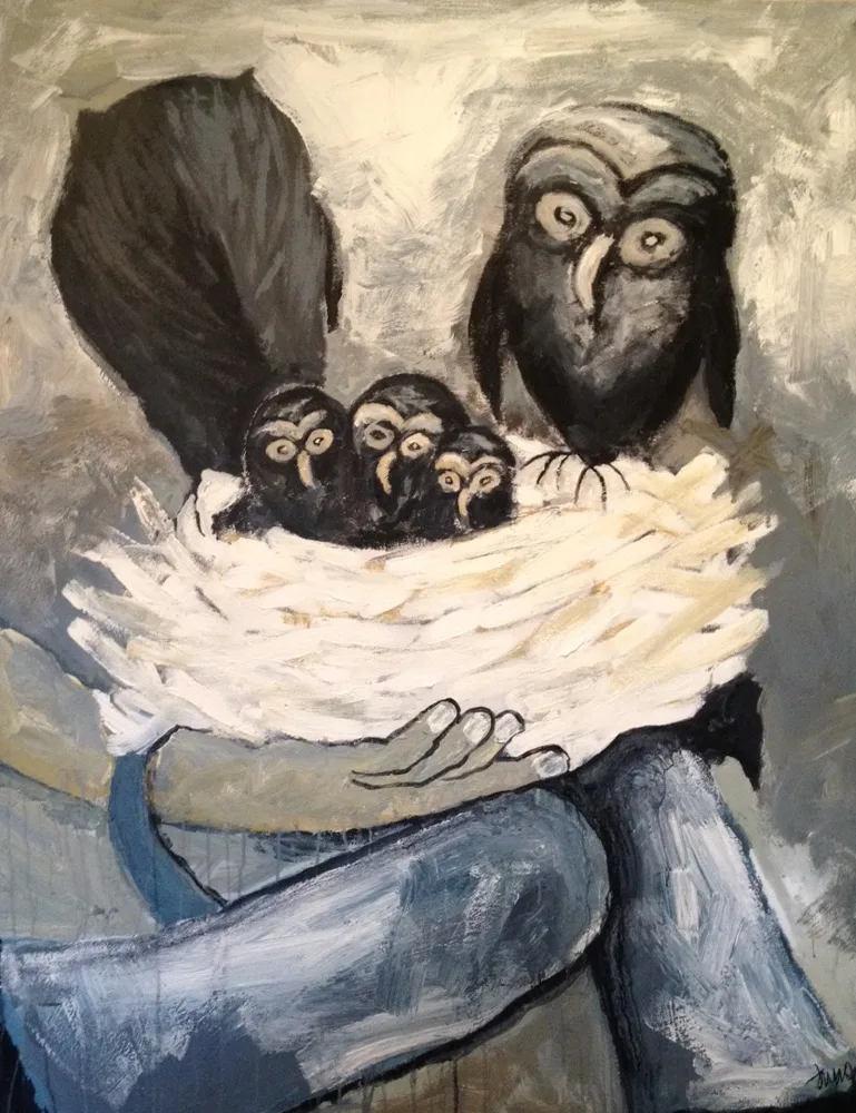 Owl, Oil by Jayashri Triolo
